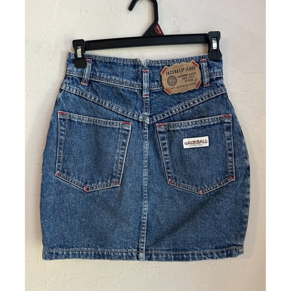 Vintage 80s 90s Jackball Jeans Denim Mini Skirt 4 Streetwear Grunge High Waisted